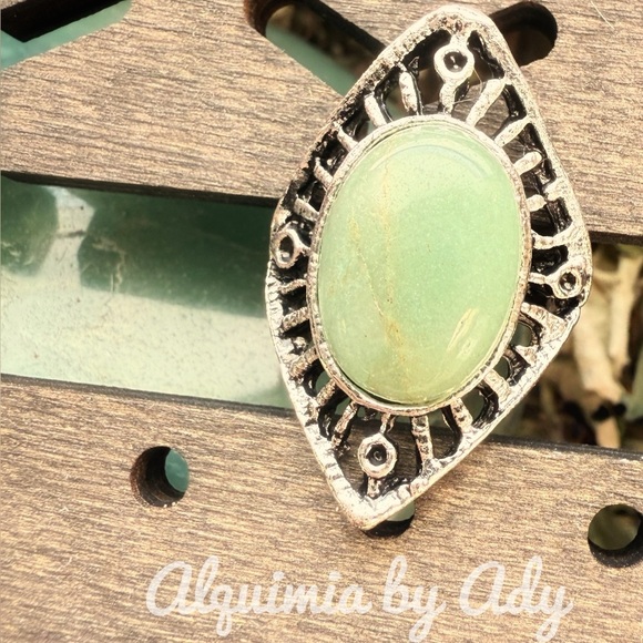 Silver adjustable aventurine gem ring - Picture 1 of 2